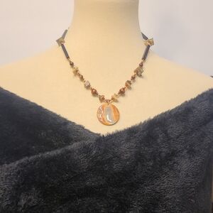 Brown with a touch of Beige Beaded Necklace